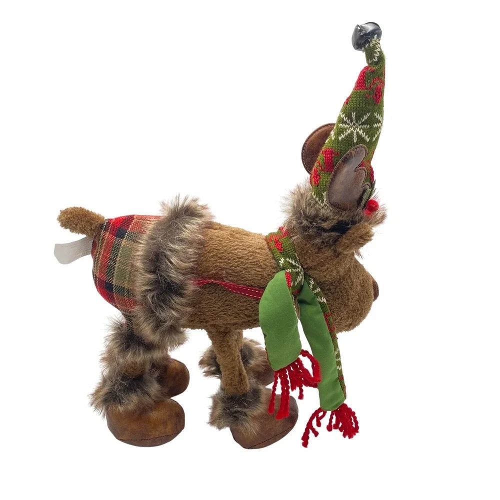 Christmas Plush Standing‎ Reindeer Moose with Hat & Scarf Holiday Decoration